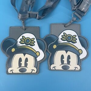 2 Disney Cruise Line Castaway Club Cay Captain Mickey Lanyard Silver